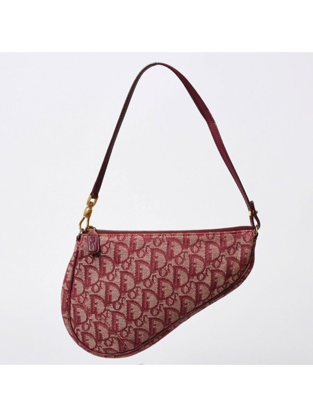 Dior Saddle Bag Trotter Red All Over Print Cotton Canvas